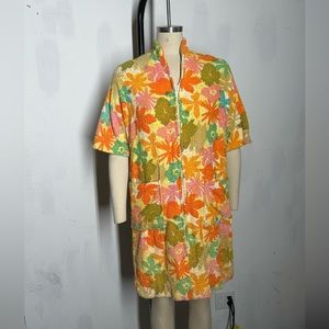 Vintage Floral Terrycloth Dress